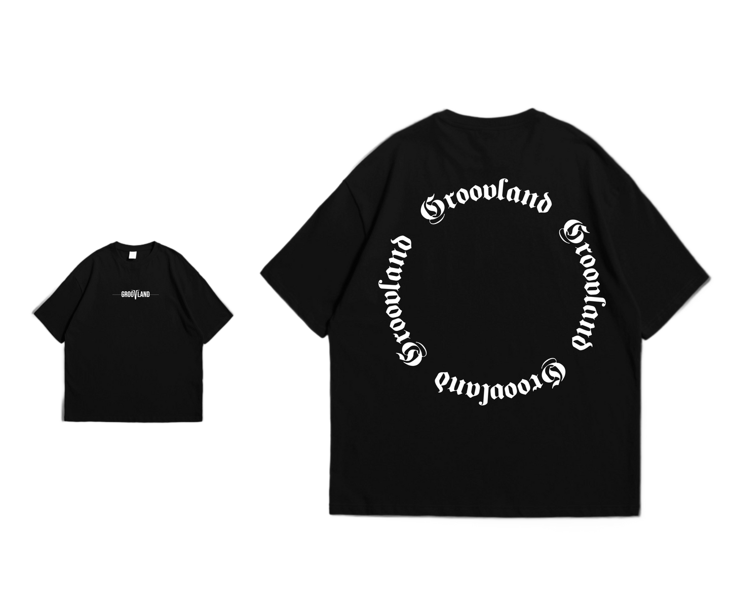 GROOVLAND | Circle Art - Black Oversize Tee