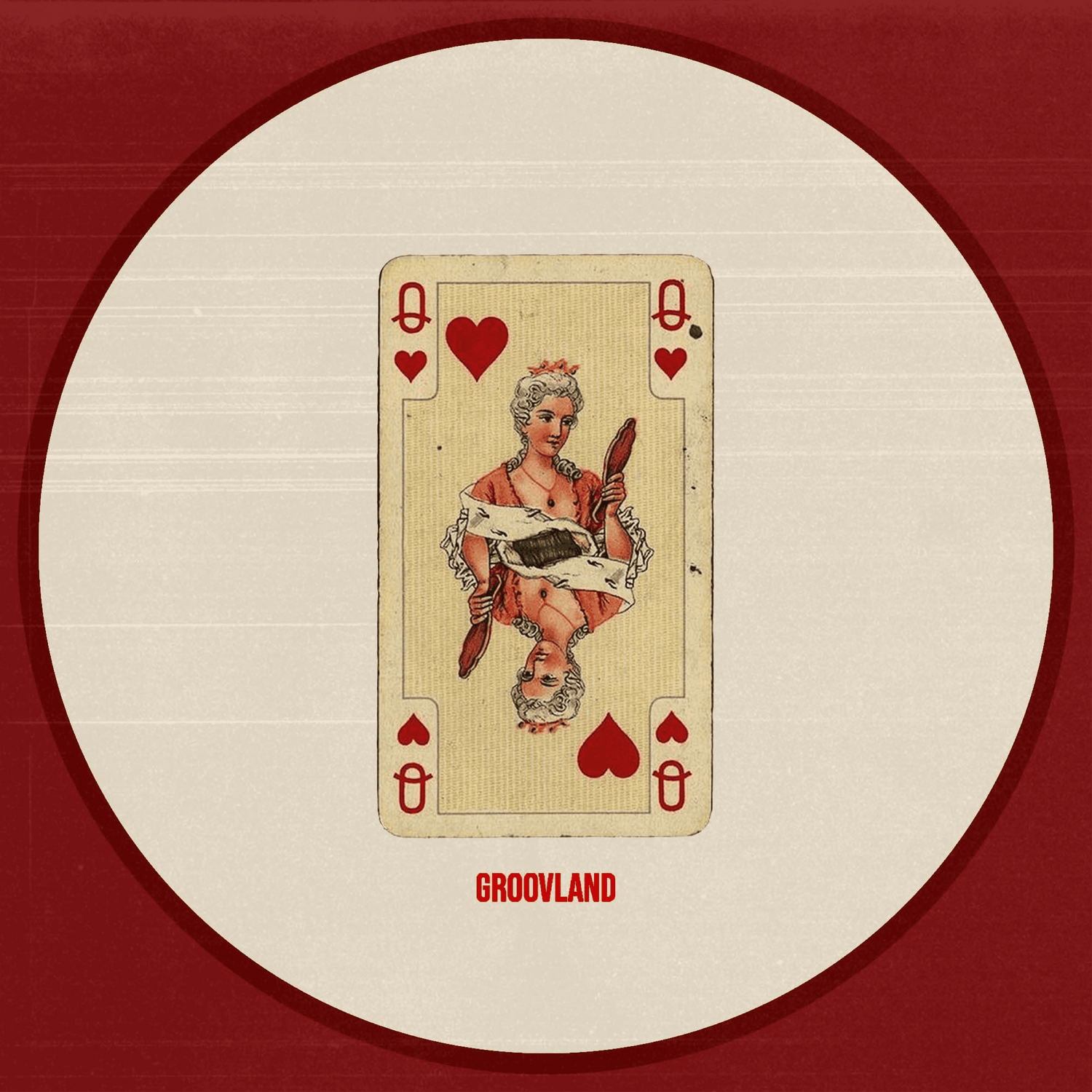 Playing card design with 'LA_BALADA' branding on a red and white circular background artwork one of our singles