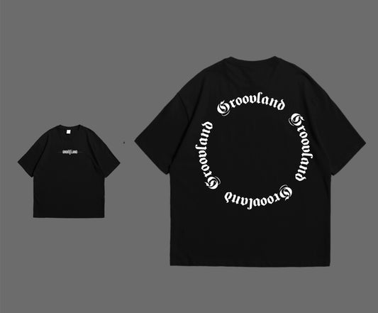GROOVLAND | Circle Art - Black Oversize Tee